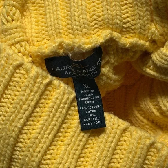 Ralph Lauren | LRL | Lauren Jeans Co.| Yellow Cable Knit Turtleneck Sweater - Picture 8 of 8
